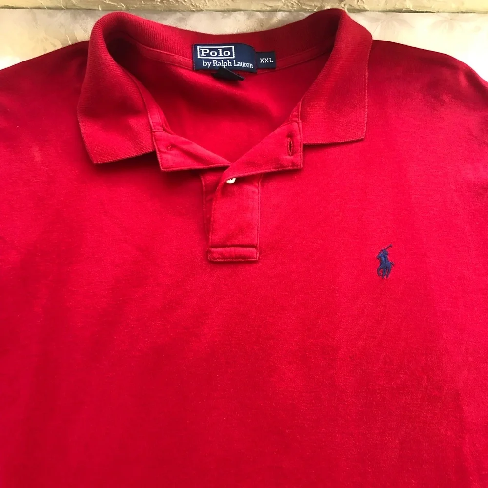 Polo Ralph Lauren Red Polo Shirt Men’s Size XXL 1/4 Button-Up Short Sleeves Top